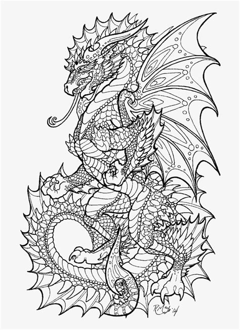 An impressive dragon to print & color. Deviantart - Coloring Pages Of Adult Dragons PNG Image ...