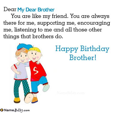 Happy Birthday My Dear Brother Image Of Cake Card Wishes