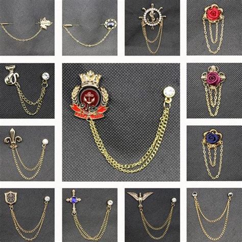 0 99 fashion men rhinestone gold tie tack chain suit pin lapel brooch accessories ebay