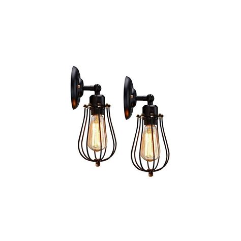 Wire Cage Wall Sconce Kingso 2 Pack Dimmable Black Metal Industrial