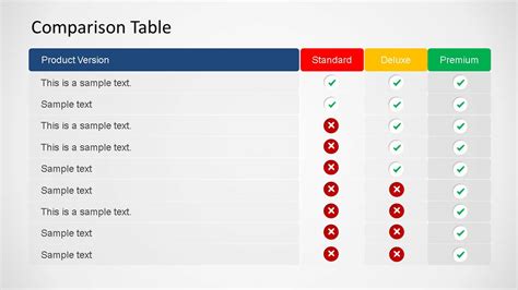 Powerpoint Comparison Table Template