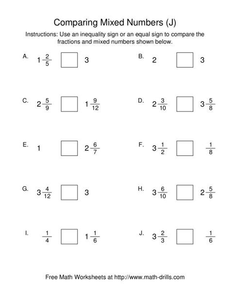 Order Mixed Numbers From Least To Greatest Worksheet