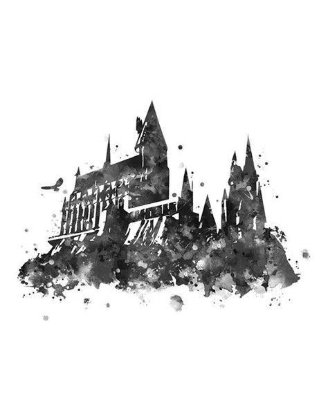 Hogwarts Castle Black And White Harry Potter Print Painting Wall Art