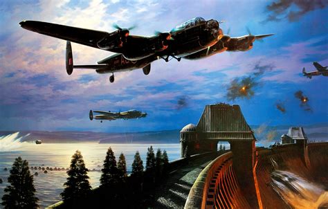 Wallpaper Bomber Art Airplane Painting Ww2 Avro Lancaster Images