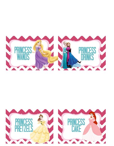 Free Printable Princess Party Food Labels Printable Templates