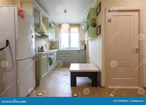 The Interior Of The Living Room Combined With The Kitchen In The