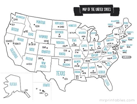 Printable Map Of The USA Mr Printables
