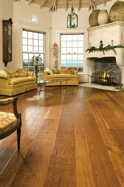 Cherry Hardwood Flooring In A Nantucket Living Room Wide Plank