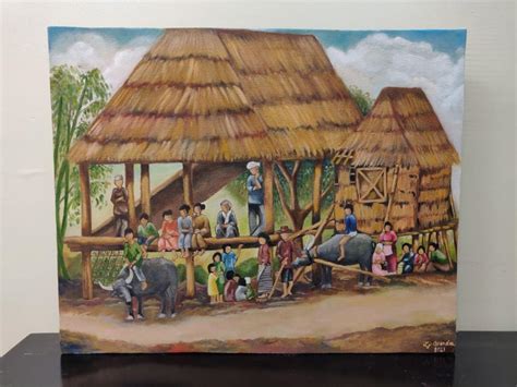 Oil Painting Bahay Kubo Hobbies And Toys Stationary And Craft Art