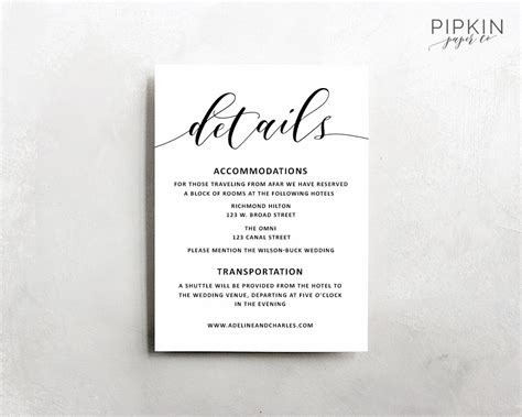 Maybe you would like to learn more about one of these? Wedding Details Template Wedding Information Card Rustic | Etsy