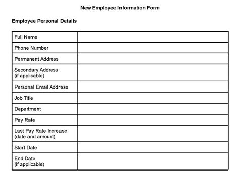 New Employee Information Form Template Pdf Template Images And Photos Finder