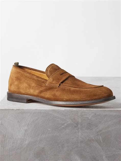 Brown Opera 001 Suede Penny Loafers Officine Creative Matches Uk