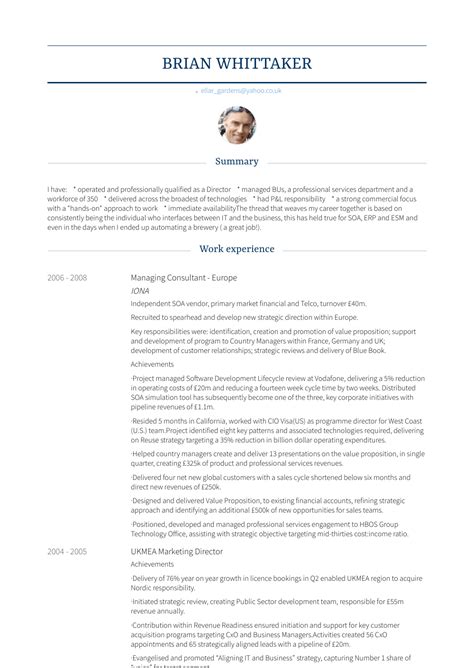 Tailor your resume by picking relevant responsibilities from the examples below and then add. Managing Consultant - Resume Samples and Templates | VisualCV