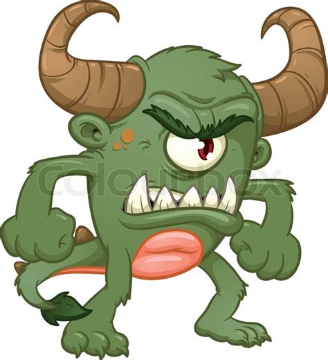 Angry Green Monster Vector Stock Vector Colourbox