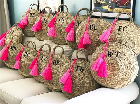 Personalized Round Straw Bag With Tassels Personalized Custom