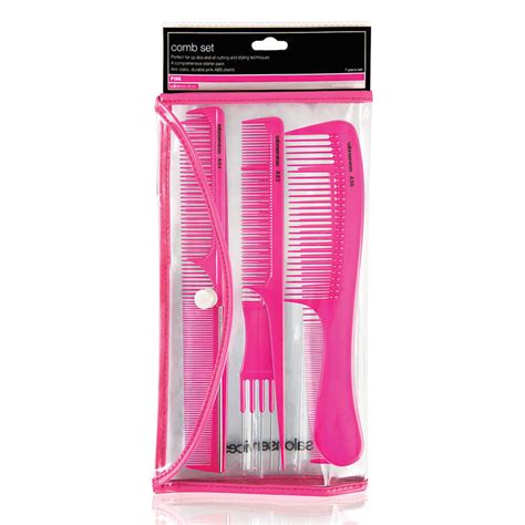 6 Piece Pink Comb Set Hair Combs Salon Services