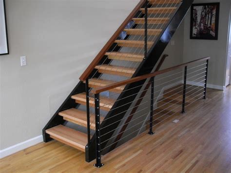 Nw Steel Cable And Wood Contemporary Staircase Portland By