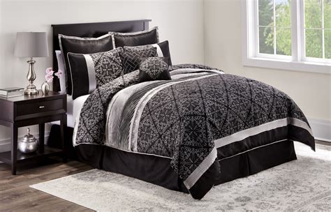 Midnight Black 8 Piece Comforter Set Queen Walmart