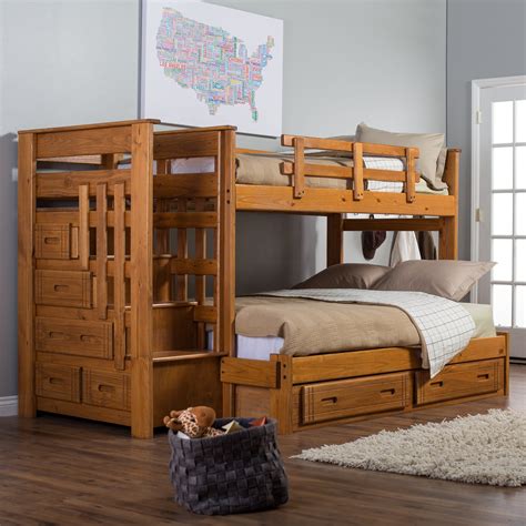 Stairway Ii Twin Over Full Bunk Bed With Stairs Kids Storage Beds At