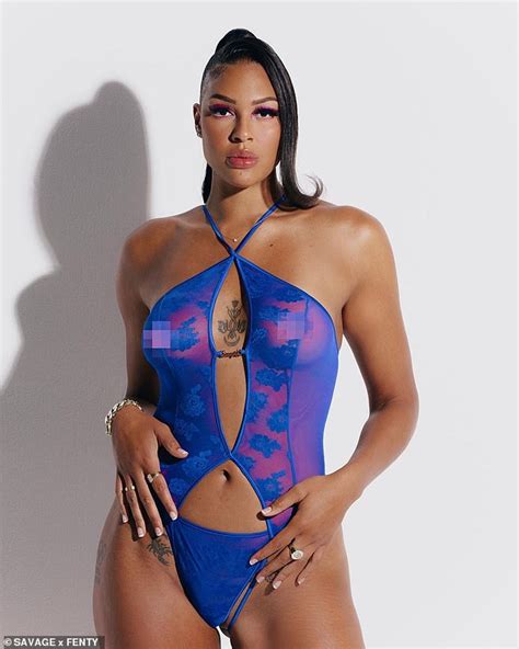 Liz Cambage Wears Sexy Mesh Lingerie To Promote Savage X Fenty Daily Mail Online