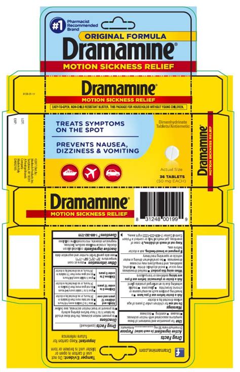 It is used to prevent and to treat the nausea, vomiting, or dizziness of motion sickness. Dramamine Original Formula (tablet) Medtech Products Inc.