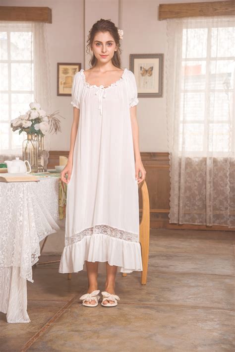 Nightgown Cotton Sleepwear Palace Night Dress Lovely Nighty Negligee（s