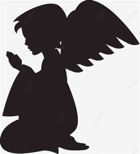 Praying Angel Silhouette Wings Cartoon Praying Vector Wings Cartoon