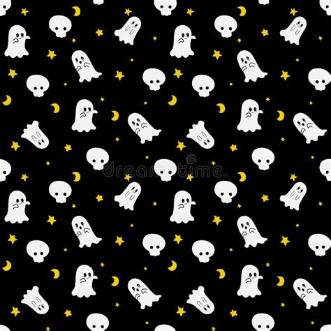 Cute Ghost Seamless Pattern Stock Vector Illustration Of Fabric