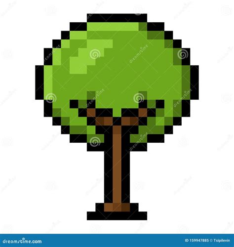 Tree Pixel Art On White Background Stock Illustration Illustration Of