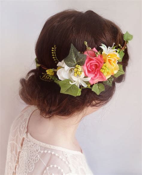 Bridal Floral Crown Pink Flower Crown Bridal Hair Accessories Ivy