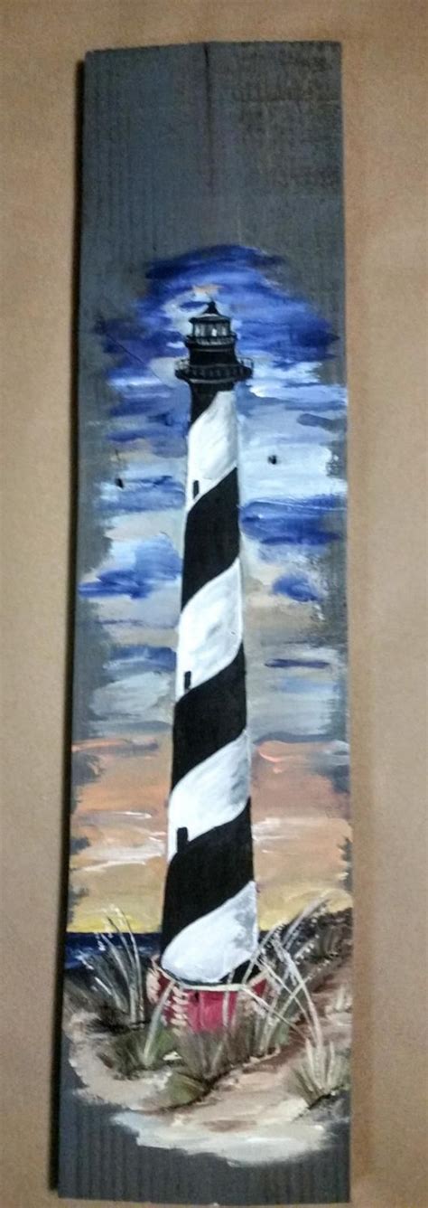 Cape Hatteras Lighthouse Etsy Driftwood Art Lighthouse Painting