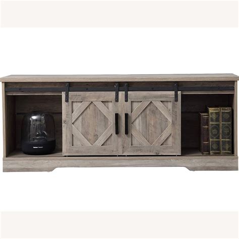 Wampat Farmhouse Sliding Barn Door Tv Stand Aptdeco