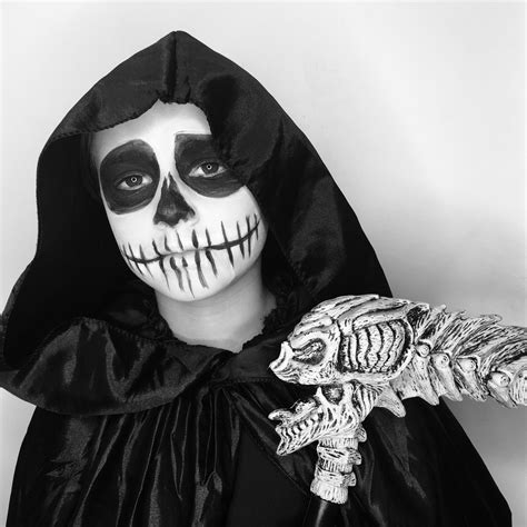 Kids Halloween Makeup Grim Reaper Face Paint Skeleton Makeup