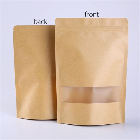2021春大特価セール！ 100pcs Kraft Paper Bag With Window 14x20x5cm Resealable