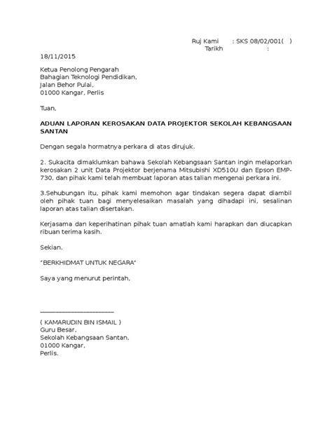 Contoh Surat Laporan Kerja