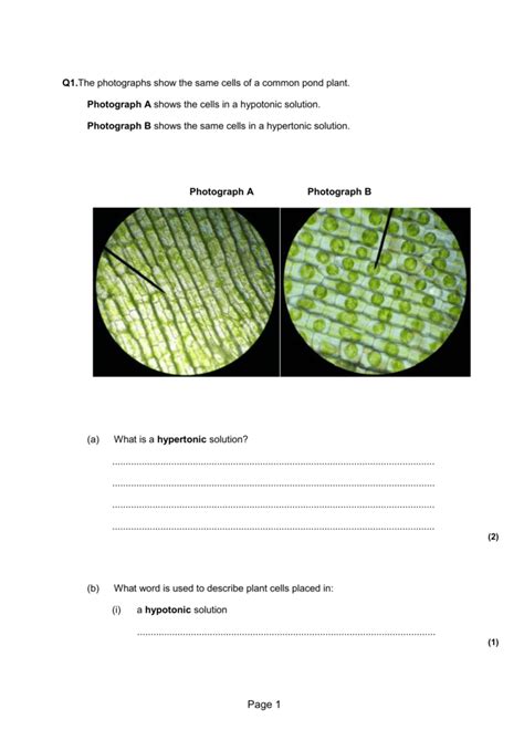 Check spelling or type a new query. Q1.The photographs show the same cells of a common pond plant
