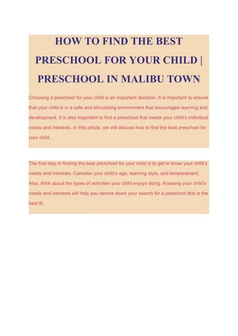 Ppt How To Find The Best Preschool For Your Child Preschool In