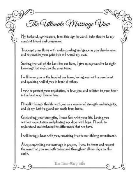 Free Printable The Ultimate Marriage Vow Time Warp Wife Marriage