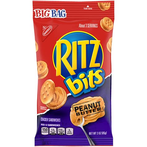 Ritz Bits Cracker Sandwiches Peanut Butter Big Bag 3 Oz 85 G