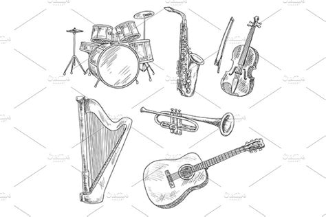 Musical Instruments Sketches Creative Daddy