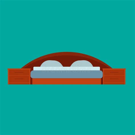 Bed Top View Bedroom Flat Style Home Interior Sleep Vector Icon Double