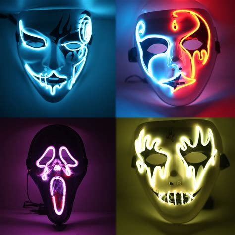 Halloween El Wire Light Up Led Mask Neon Rave Horrific Cosplay Party