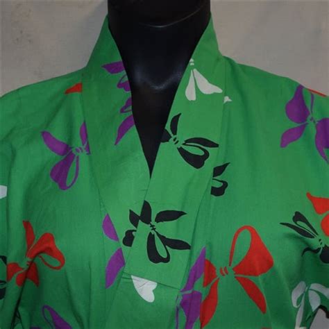 Vintage Japanese Yukata Summer Kimono Cotton Robe Cover Up Etsy