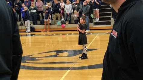 Watch 7 Year Old Sing The National Anthem Before High School Basketball