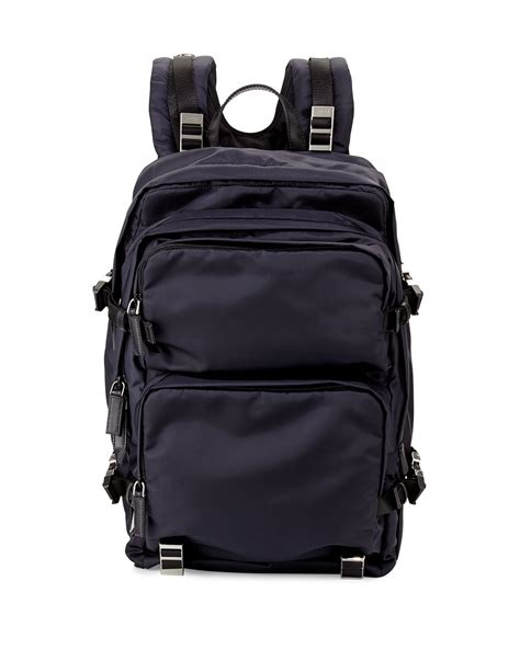 Lyst Prada Multi Pocket Nylon Backpack In Blue For Men