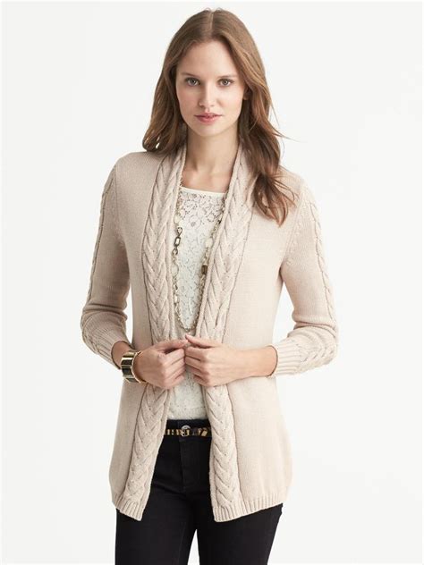 Banana Republic Cable Knit Open Cardigan Shopstyle