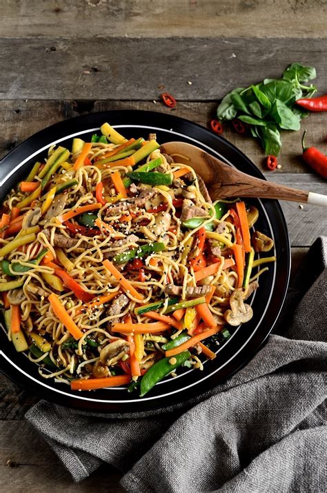If you are reducing this recipe by half to cook for two, use half an egg instead. Korean beef stir-fry with egg noodles | Bibbys Kitchen recipes