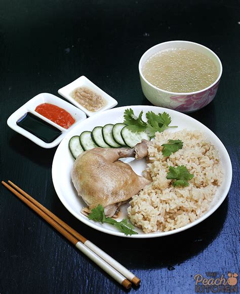 Learn how to cook hainam chicken with chicken flavored rice, ginger green onion sauce, and. Hainanese Chicken Rice | The Peach Kitchen