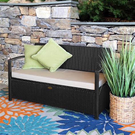 Barton Outdoor Garden All Weather Storage Bench With Backrest Armrest