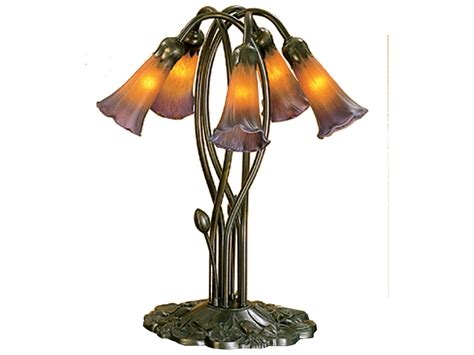 Meyda Tiffany Pond Lily Amber And Purple Accent Table Lamp Table Lamp